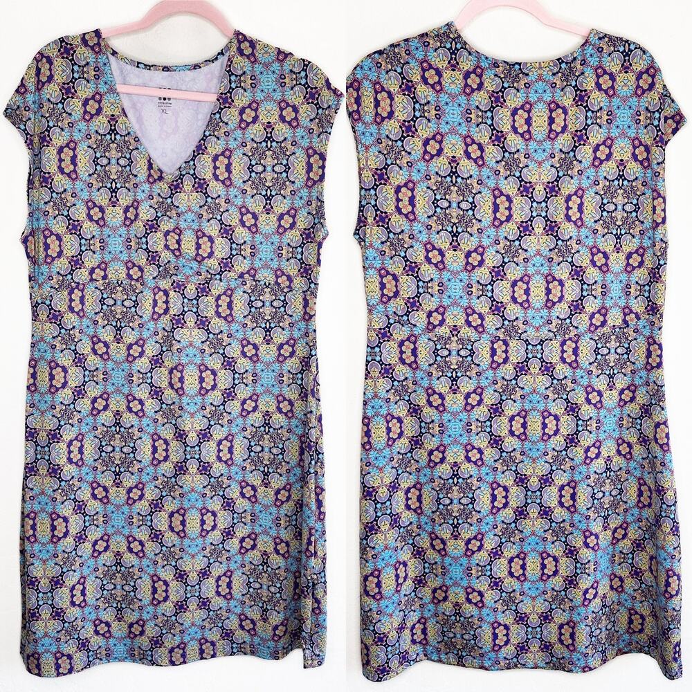 Title Nine Diamalete Floral Geometric Athletic Active Knee Length Mini Dress XL